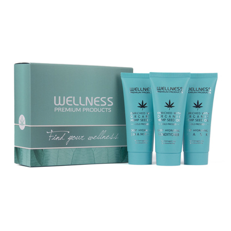 WELLNESS PREMIUM PRODUCTS Mini-Tiefenfeuchtigkeitsset (50 ml Shampoo, 50 ml Conditioner, 50 ml Maske)